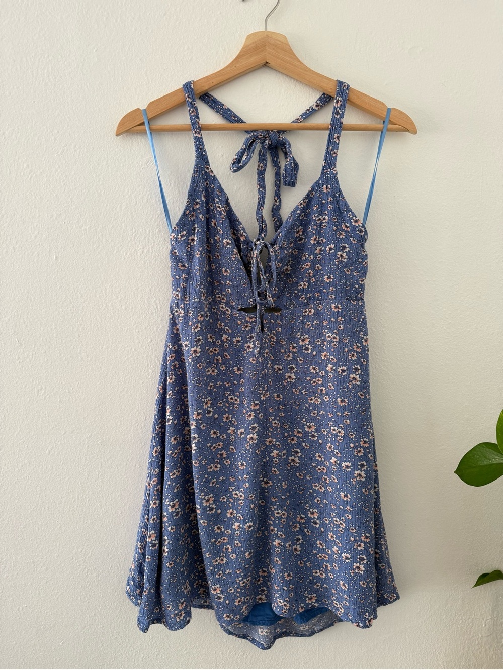 Lumiere Blue Floral Tie-Back Mini Dress